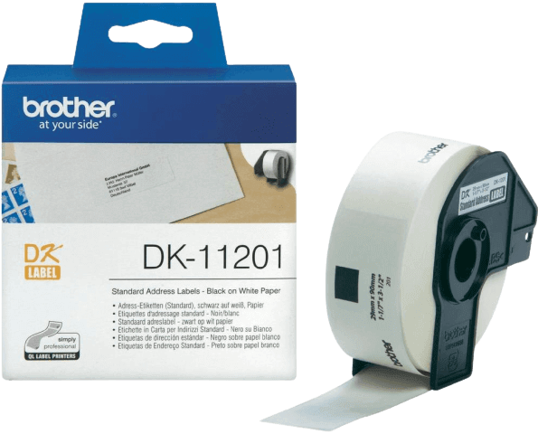 Brother DK11201 29 x 90 mm, 400 st Svart text / Vit tejp original (DK-11201)