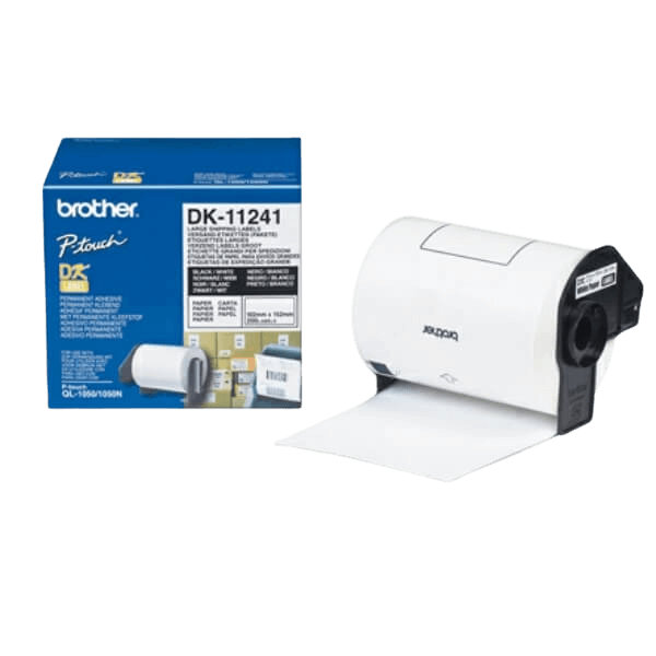 Brother DK11241 102 x 152 mm, 200 st Svart text / Vit tejp original (DK-11241)