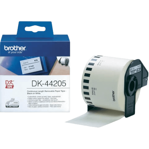 Brother DK44205 62 mm x 30 m Svart text / Vit tejp original (DK-44205)