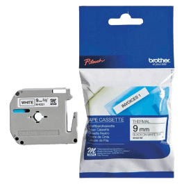 Brother MK221BZ 9 mm x 8 m Svart text / Vit tejp original (MK-221BZ)