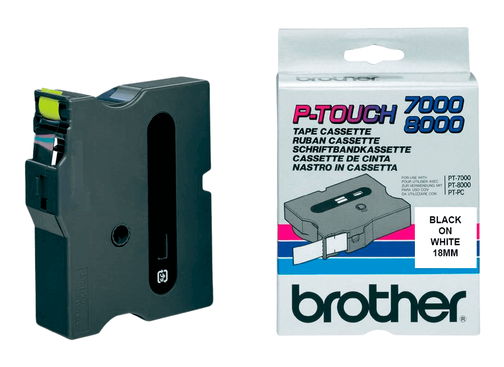 Brother TX241 18 mm x 15 m Svart text / Vit tejp original (TX-241)