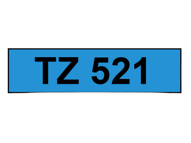 Brother TZe-521 9 mm x 8 m Svart text / Blå tejp kompatibel