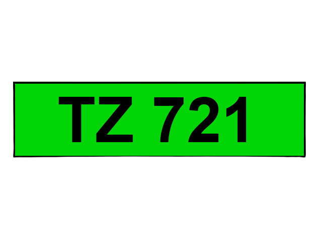 Brother TZe-721 9 mm x 8 m Svart text / Grön tejp kompatibel