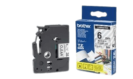 Brother TZe111 6 mm x 8 m Svart text / Genomskinlig tejp original (TZ111)