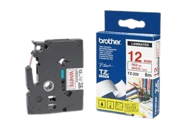 Brother TZe232 12 mm x 8 m Röd text / Vit tejp original (TZ232)