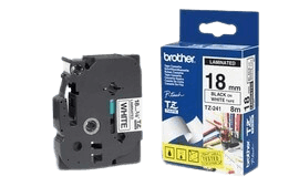 Brother TZe241 18 mm x 8 m Svart text / Vit tejp original (TZ241)