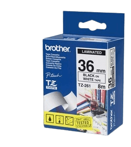 Brother TZe261 36 mm x 8 m Svart text / Vit tejp original (TZ261)