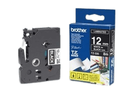 Brother TZe335 12 mm x 8 m Vit text / Svart tejp original (TZ335)