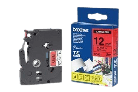 Brother TZe431 12 mm x 8 m Svart text / Röd tejp original (TZ431)