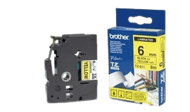 Brother TZe611 9 mm x 8 m Svart text / Gul tejp original (TZ611)