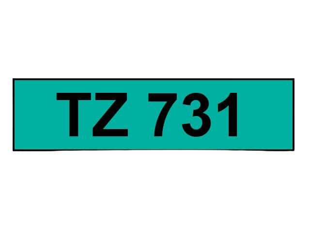 Brother TZe731 12 mm x 8 m Svart text / Grön tejp kompatibel