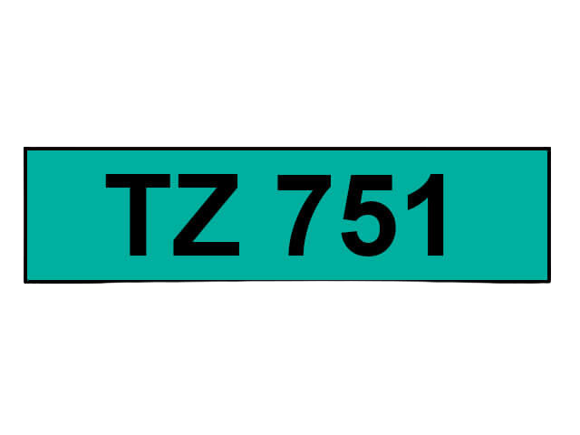 Brother TZe751 24 mm x 8 m Svart text / Grön tejp kompatibel