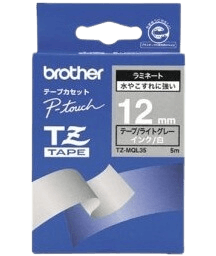 Brother TZEMQL35 12 mm x 5 m Vit text / Ljusgrå tejp original (TZ-EMQL35)