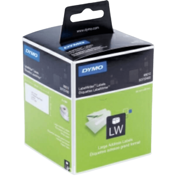 Dymo 99012 89 x 36 mm, 520 st Svart text / Vit tejp original adressetikett (S0722400)