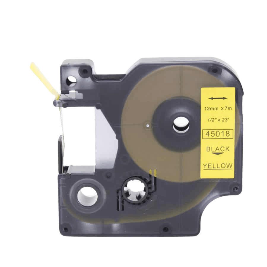 Dymo D1 45018 12 mm x 7 m Svart text / Gul tejp kompatibel (S0720580)