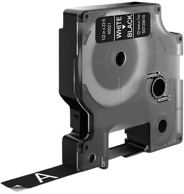Dymo S0720610 12 mm x 7 m Vit text / Svart tejp kompatibel (45021)