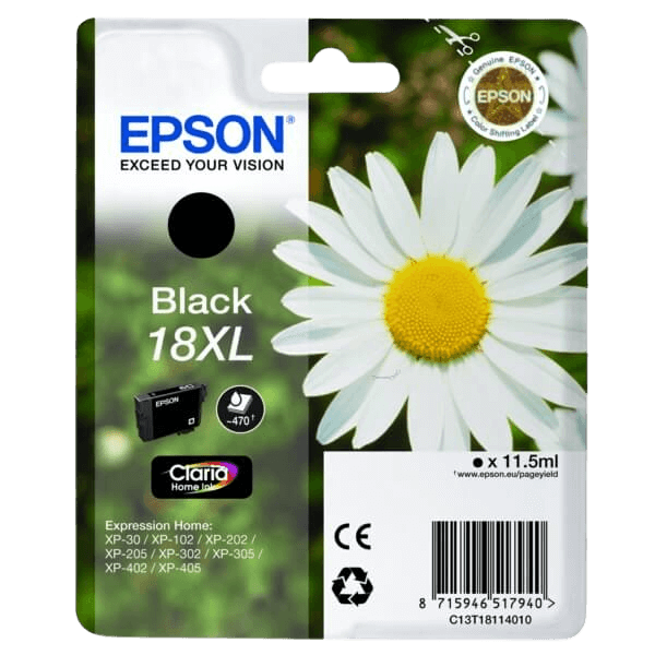 Epson 18 XL svart original bläckpatron 11,5 ml. (C13T18114012)