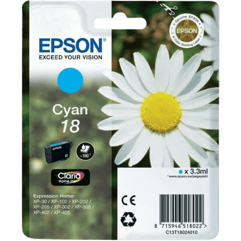 Epson 18 cyan original bläckpatron 3,3 ml. (C13T18024012)