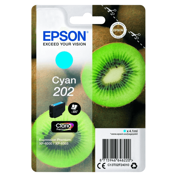 Epson 202 cyan original bläckpatron 300 sidor (C13T02F24010)