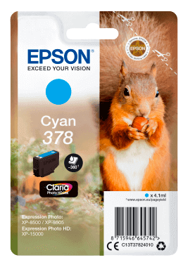 Epson 378 cyan original bläckpatron 4,1 ml. (C13T37824010)