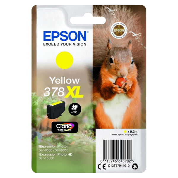 Epson 378 XL gul original bläckpatron 830 sidor (C13T37944010)