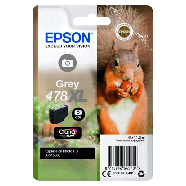 Epson 478 XL grå original bläckpatron 11,2 ml. (C13T04F64010)