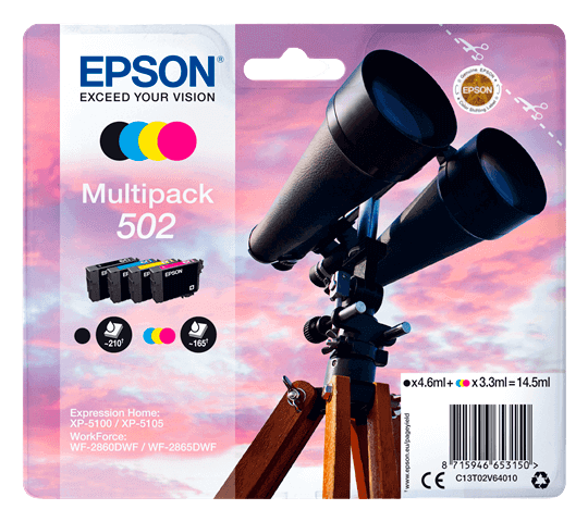 Epson 502 CMYK original multipack 690 sidor (C13T02V64010)