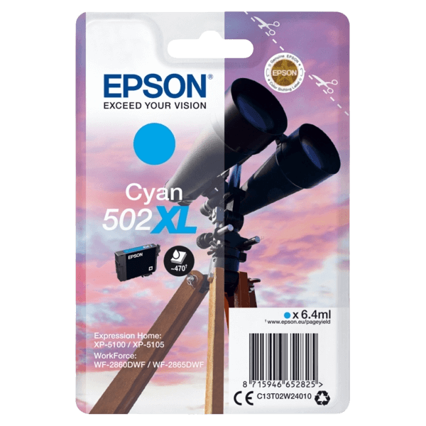 Epson 502XLC cyan original bläckpatron 470 sidor (C13T02W24010)