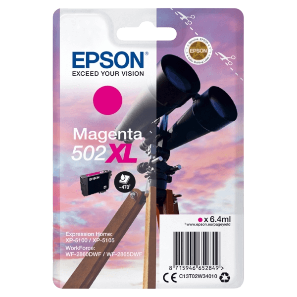 Epson 502XLM magenta original bläckpatron 470 sidor (C13T02W34010)