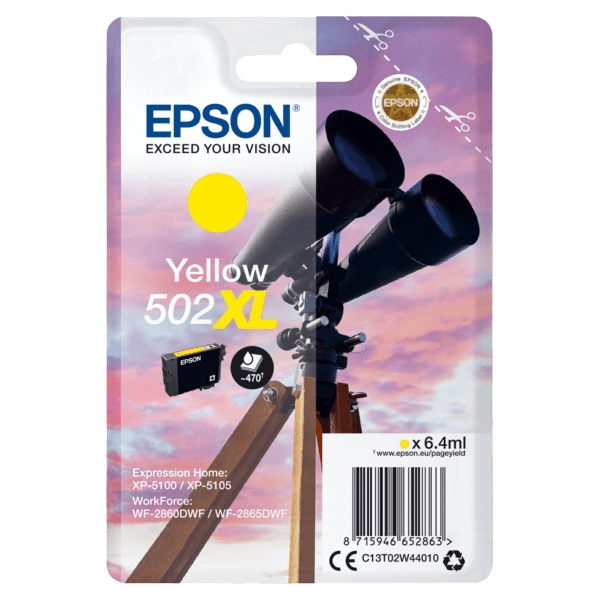 Epson 502XLY gul original bläckpatron 470 sidor (C13T02W44010)