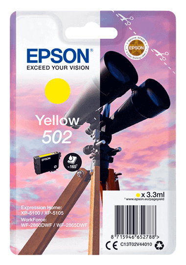Epson 502Y gul original bläckpatron 3,3 ml. (C13T02V44010)