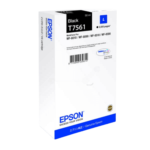 Epson T7561 svart original bläckpatron 50 ml. (C13T756140)