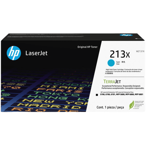 HP 213X XL cyan original toner 6000 sidor (W2131X)