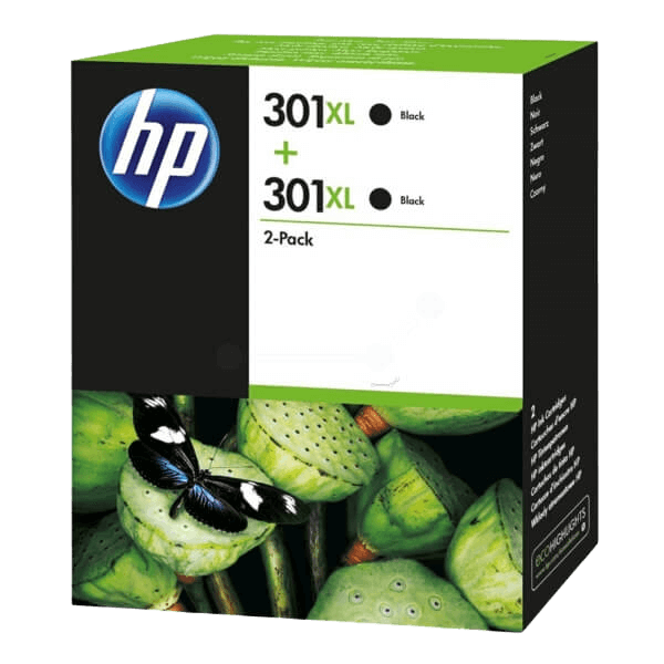 HP 301XL XL twin pack svart original bläckpatron 2 x 480 sidor (D8J45AE)