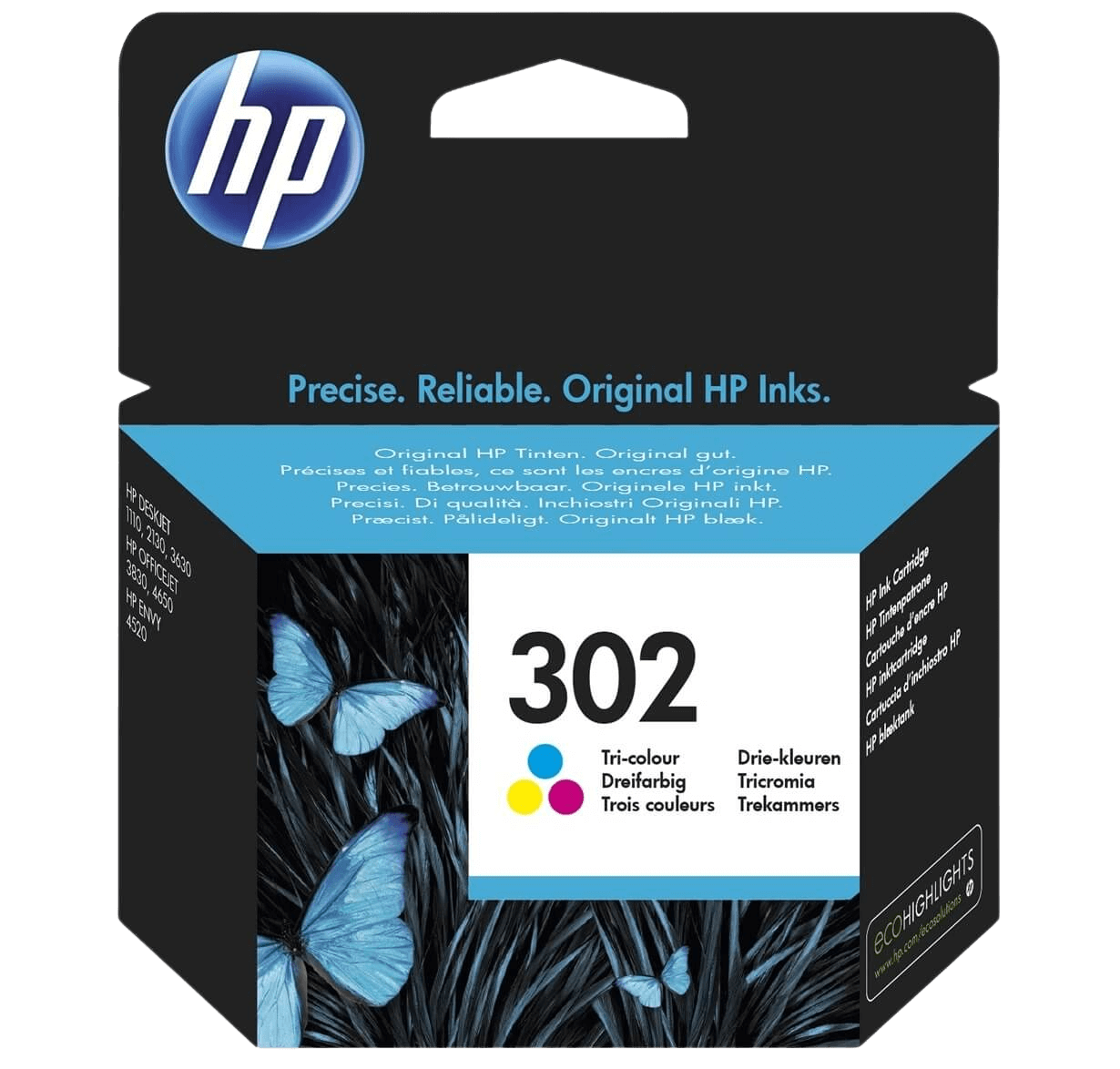HP 302 3 färger i en original bläckpatron 4 ml. (F6U65AE)