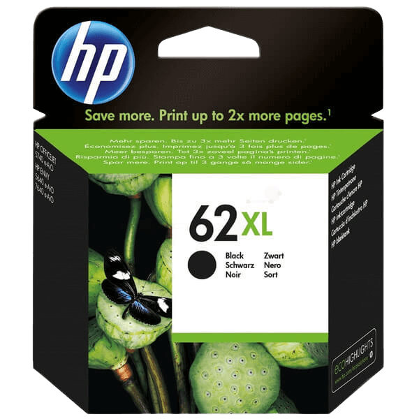 HP 62XL svart original bläckpatron 600 sidor (C2P05AE)