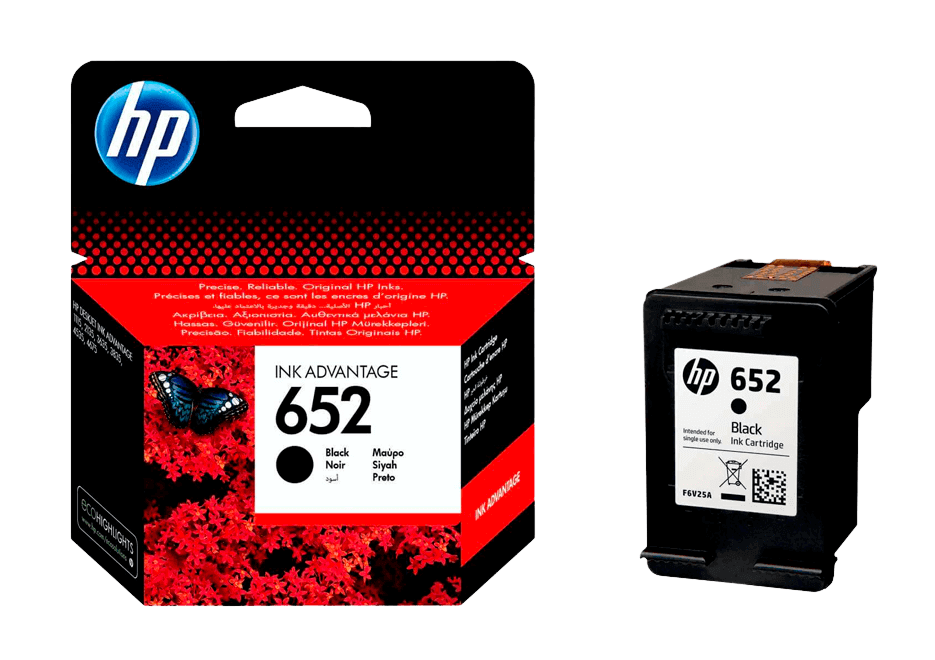 HP 652 svart original bläckpatron 360 sidor (F6V25AE)