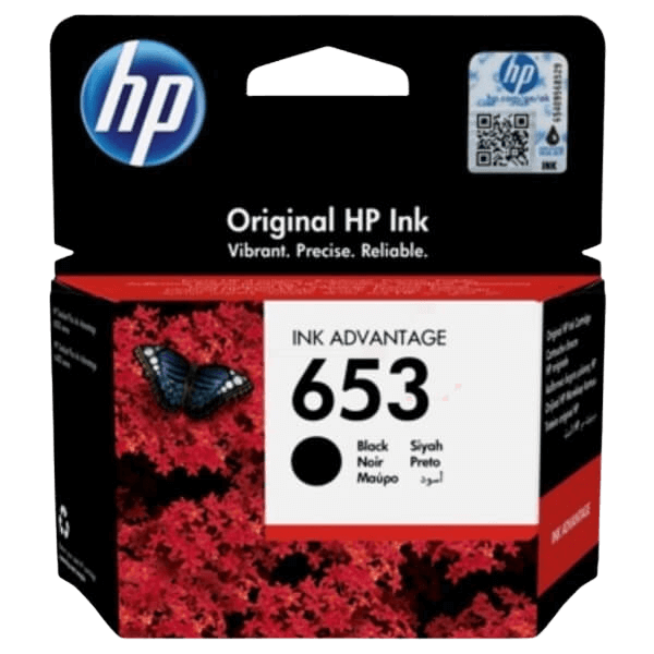 HP 653 svart original bläckpatron 6 ml. (3YM75AE)