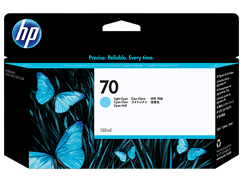 HP 70 ljus cyan original bläckpatron 130 ml. (C9390A)