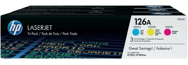HP CF341A CMY original multipack 1200 sidor (126A)